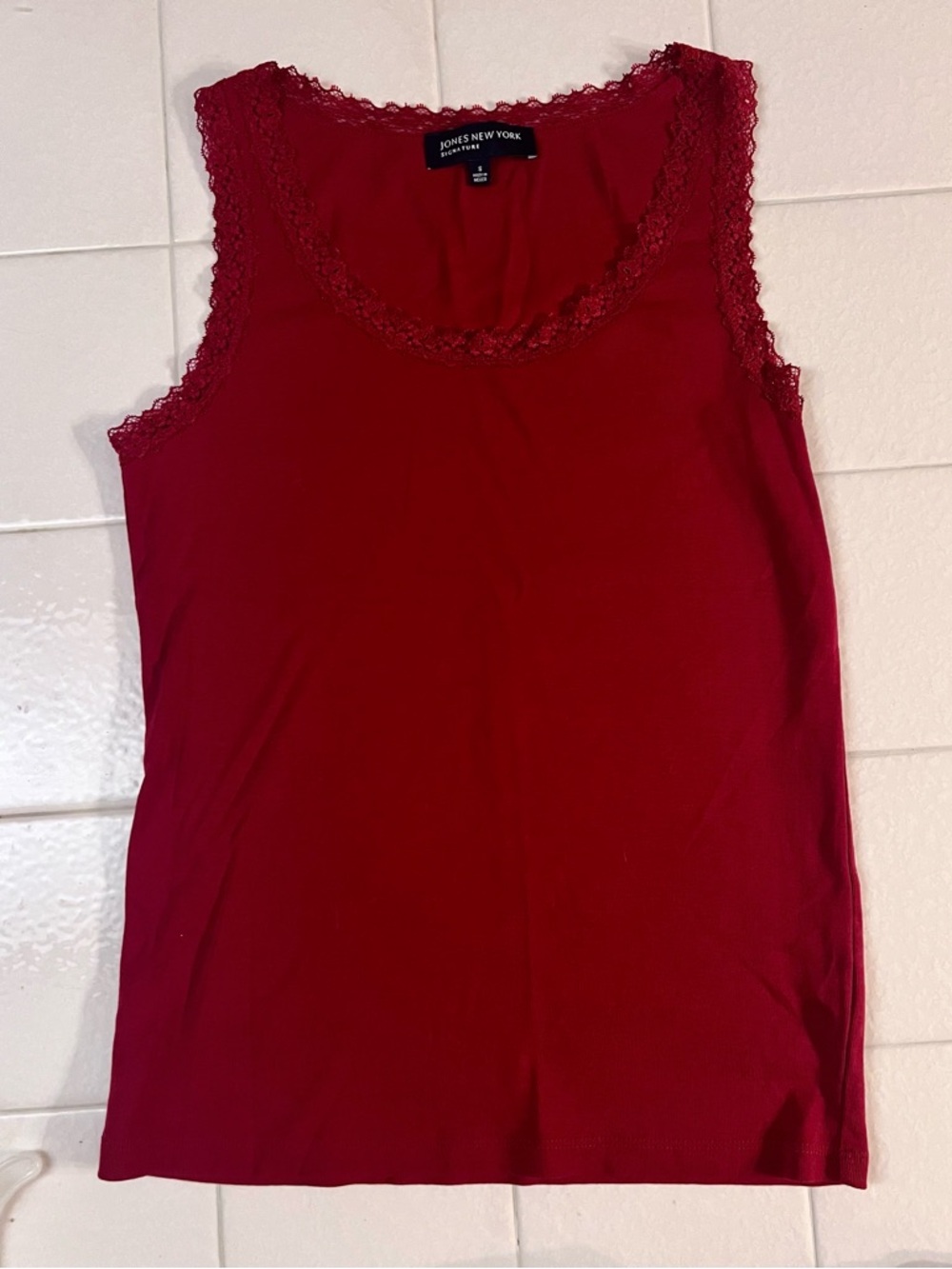 Jones New York Lace-Trim Sleeveless Camisole - Deep Red